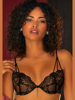 Soutien-gorge push-up sexy en superbe dentelle florale - LASCANA - Noir