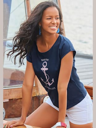 T-shirt manches à bords francs - Beachtime - Marine
