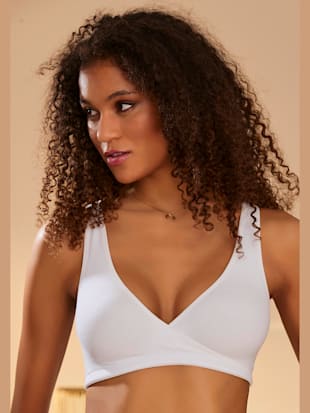 Soutien-gorge doux superbe lot de 2 soutiens-gorge doux classiques - petite fleur - Poudre + Blanc
