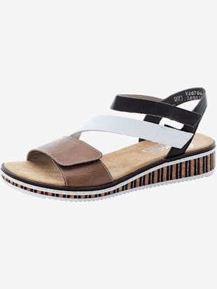 Sandales à brides fermetures auto-agrippantes pratiques - Rieker - Marron-blanc-noir