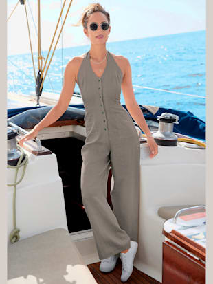 Combinaison avec bride au cou larges bretelles à nouer - LASCANA - Kaki