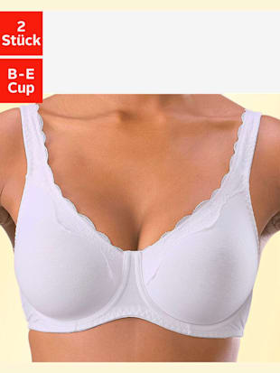 Soutien-gorge à armatures, bonnets préformés doublés sans couture - petite fleur - 2x Blanc