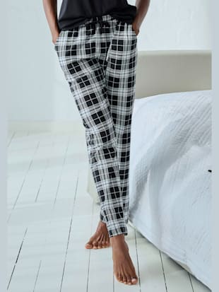 bas de pyjama pantalon de nuit à motifs - vivance dreams - noir-blanc à carreaux