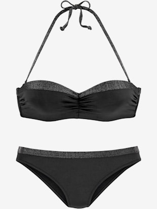 Maillot de bain bandeau à armatures empiècements brillants - JETTE - Noir