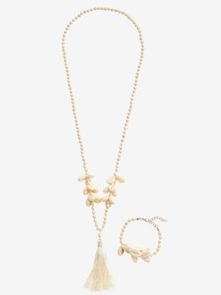 Bijoux ensemble composé d'un collier et d'une chaîne de cheville - LASCANA - Beige