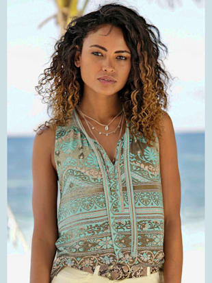 Débardeur encolure froncée - LASCANA - Turquoise Imprimé