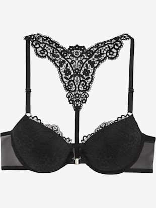 Soutien-gorge push-up féminin en dentelle florale - LASCANA - Noir