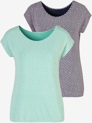 T-shirt lot de 2 pratique - Vivance - Menthe, Bleu