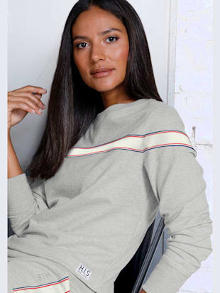 Sweatshirt à rayures - H.I.S - Gris Chiné