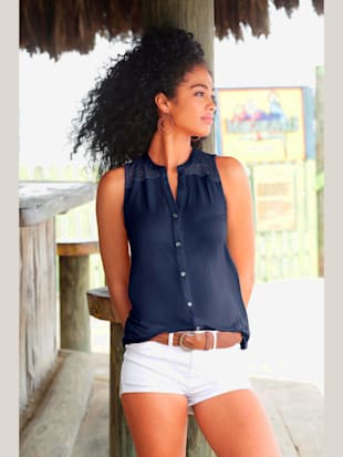 Haut de plage fausse patte de boutonnage devant - s.Oliver - Marine
