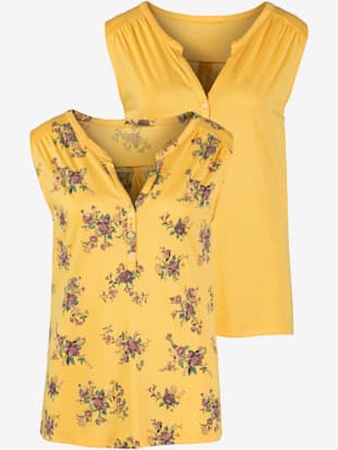 Débardeur lot de 2 : imprimé floral et uni - LASCANA - Jaune