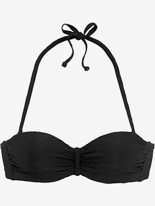 Haut de bikini bandeau à armatures matière structurée aux couleurs tendances - Sunseeker - Noir