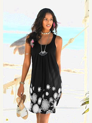 robe de plage encolure ronde - beachtime - noir-blanc