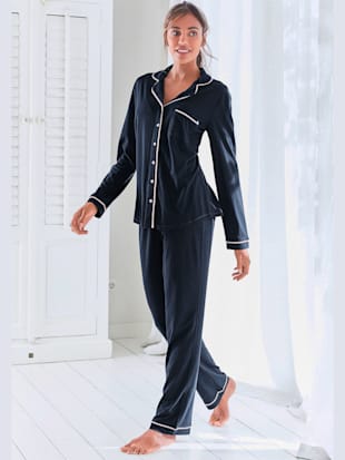 Pyjama long au style classique - s.Oliver - Bleu Nuit