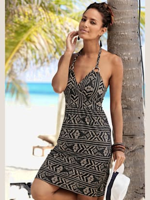 Robe dos-nu anneaux décoratifs - LASCANA - Noir-crème Imprimé