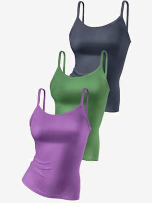 Lot de 3 débardeurs spaghetti his - H.I.S - Parme, Vert, Anthracite