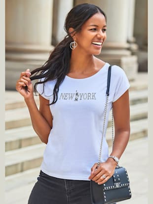 T-shirt manches à bords francs - Vivance - Blanc, Noir