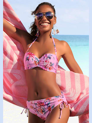 haut de bikini bandeau à armatures bretelles amovibles - sunseeker - rose imprimé