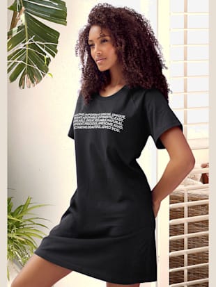 t-shirt de nuit chemise de nuit courte avec imprimé texte devant - kangaroos - noir