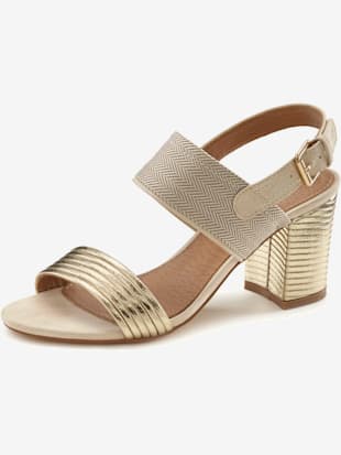 Sandales talon bottier confortable - LASCANA - Couleur Doré