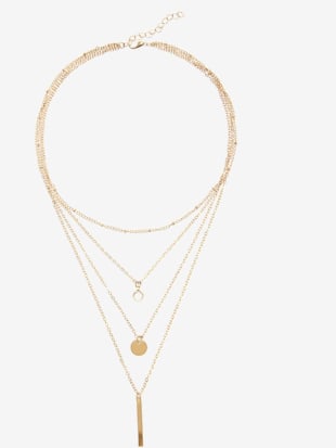 Chaîne avec pendentif pendentif pendule et cercle réparti sur trois rangées - LASCANA - Couleur Doré