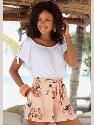 T-shirt encolure arrondie élastiquée - s.Oliver - Blanc