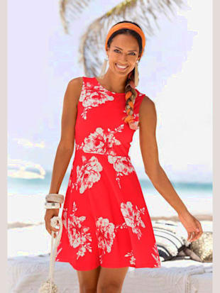 Robe de plage robe patineuse tendance - Beachtime - Corail À Fleurs