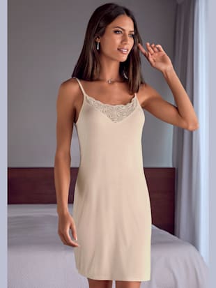 Élégant déshabillé court avec détails en dentelle - LASCANA - Crème