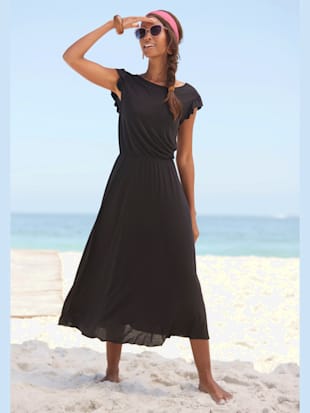 robe mi-longue encolure ronde - beachtime - noir