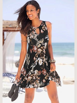 robe de plage col v avec accessoire - lascana - imprimé-imprimé