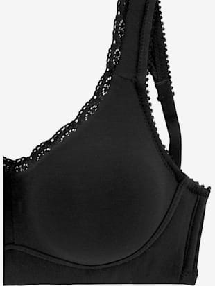 Soutien-gorge basique sans armatures. bord dentelle délicat sur le décolleté - petite fleur- Noir + 