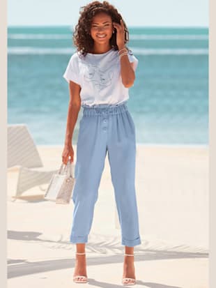 Pantalon paperbag léger avec ceinture élastique - LASCANA - Bleu