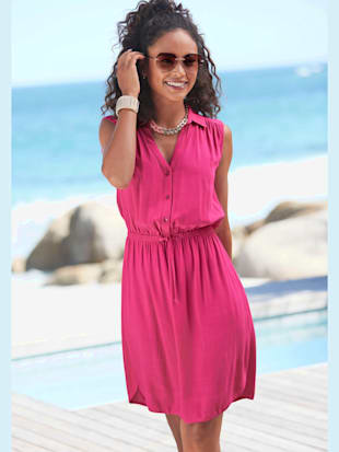 Robe d'été encolure en v dégagée - LASCANA - Fuchsia