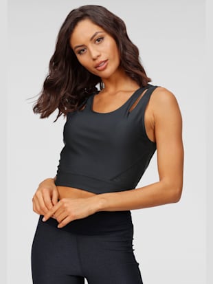 T-shirt d'extérieur haut court performance à bretelles doubles - Bench. - Noir