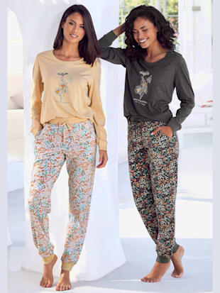 Lot de 2 pyjamas confortables - Vivance Dreams - Sable Floral, Gris Foncé Floral