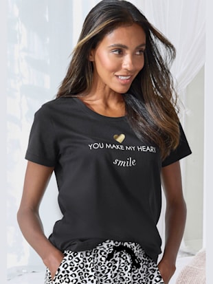 haut de pyjama t-shirt à manches courtes avec imprimé devant - vivance dreams - noir