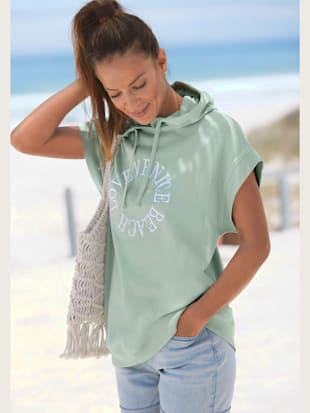 sweat-shirt grande capuche avec coulisse - venice beach - menthe