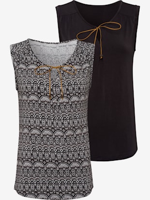 Lot de 2 débardeurs lascana - LASCANA - Blanc À Motifs, Noir