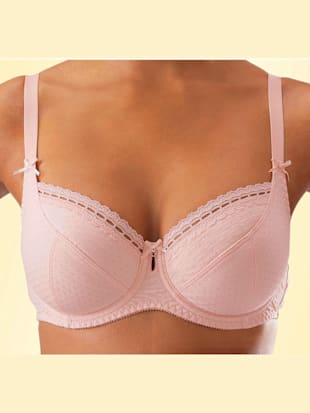 Soutien-gorge balconnet avec armatures pour un joli décolleté - petite fleur - Poudre + Blanc