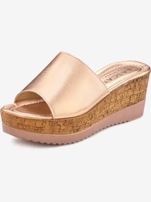 Mules cuir de qualité - LASCANA - Couleur Or Rose