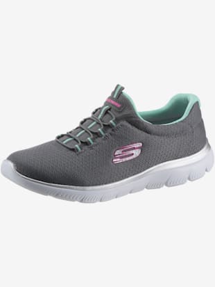 Sneakers slip on élastique pour enfilage aisé - Skechers - Anthracite-menthe