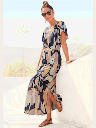 Robe longue encolure en v aspect superposé - LASCANA - Imprimé