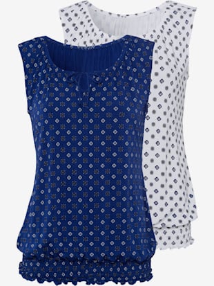 Lot de 2 débardeurs beachtime - Beachtime - Bleu À Motifs, Blanc À Motifs