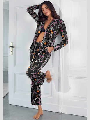 Élégant pyjama avec imprimé floral - LASCANA - Noir