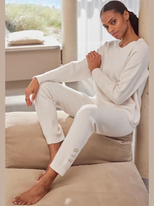 Pantalon+en+tricot+doux+et+extensible+-+Elbsand+-+blanc+casse