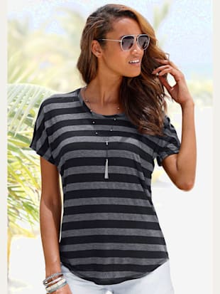 T-shirt beach time avec encolure ronde - Beachtime - Noir