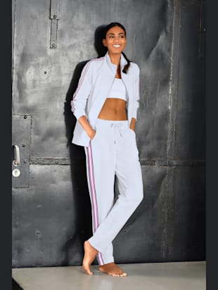 Veste sweat veste à col montant et rayures - H.I.S - Blanc