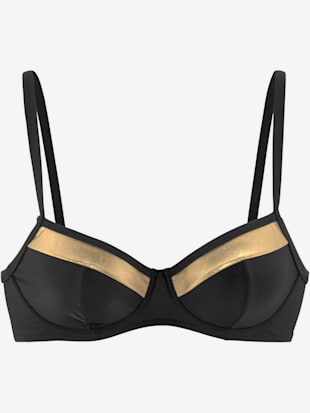 Haut de maillot de bain à armatures couleur unie avec empiècement couleur or - LASCANA - Noir-couleu