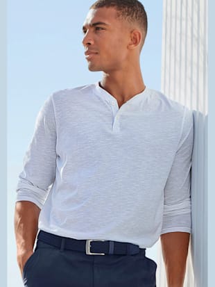 T-shirt henley t-shirt à manches longues h.i.s - H.I.S - Blanc