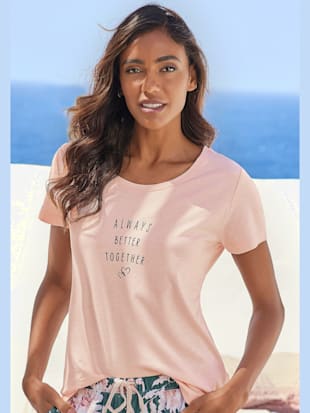 Haut de pyjama t-shirt de nuit confortable avec imprimé devant - Vivance Dreams - Rose